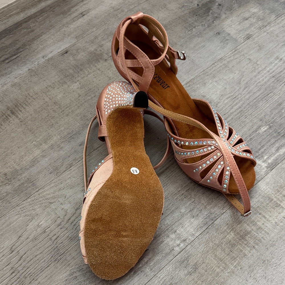 Elegant Rhinestone Strappy Heels – Nude Blush - Picture 4 of 4